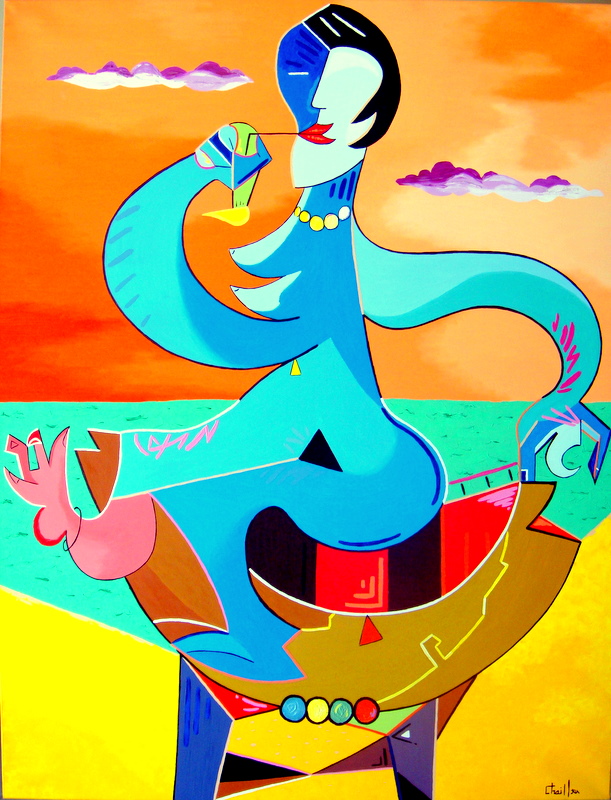 Femme au bord de mer image
